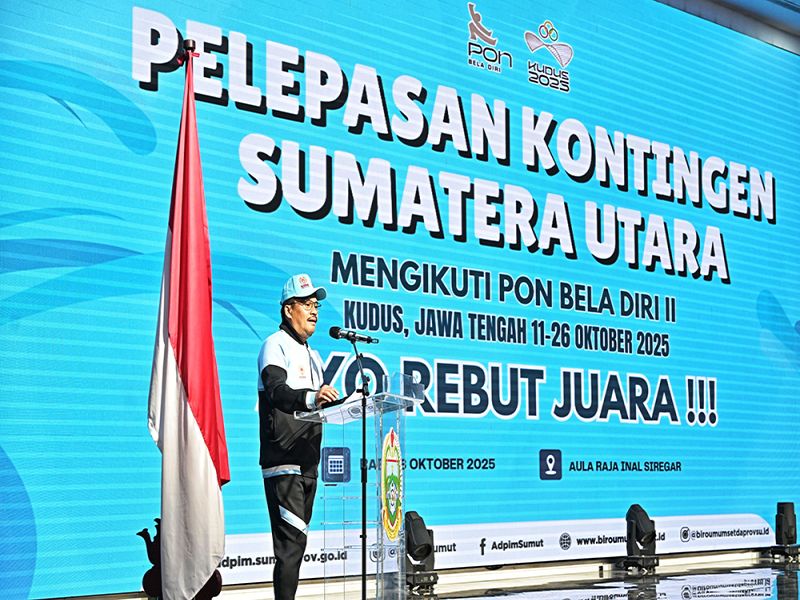 Lepas Kontingen Perdana ke PON Bela Diri 2025, Sekdaprov Sumut Optimis Raih Juara